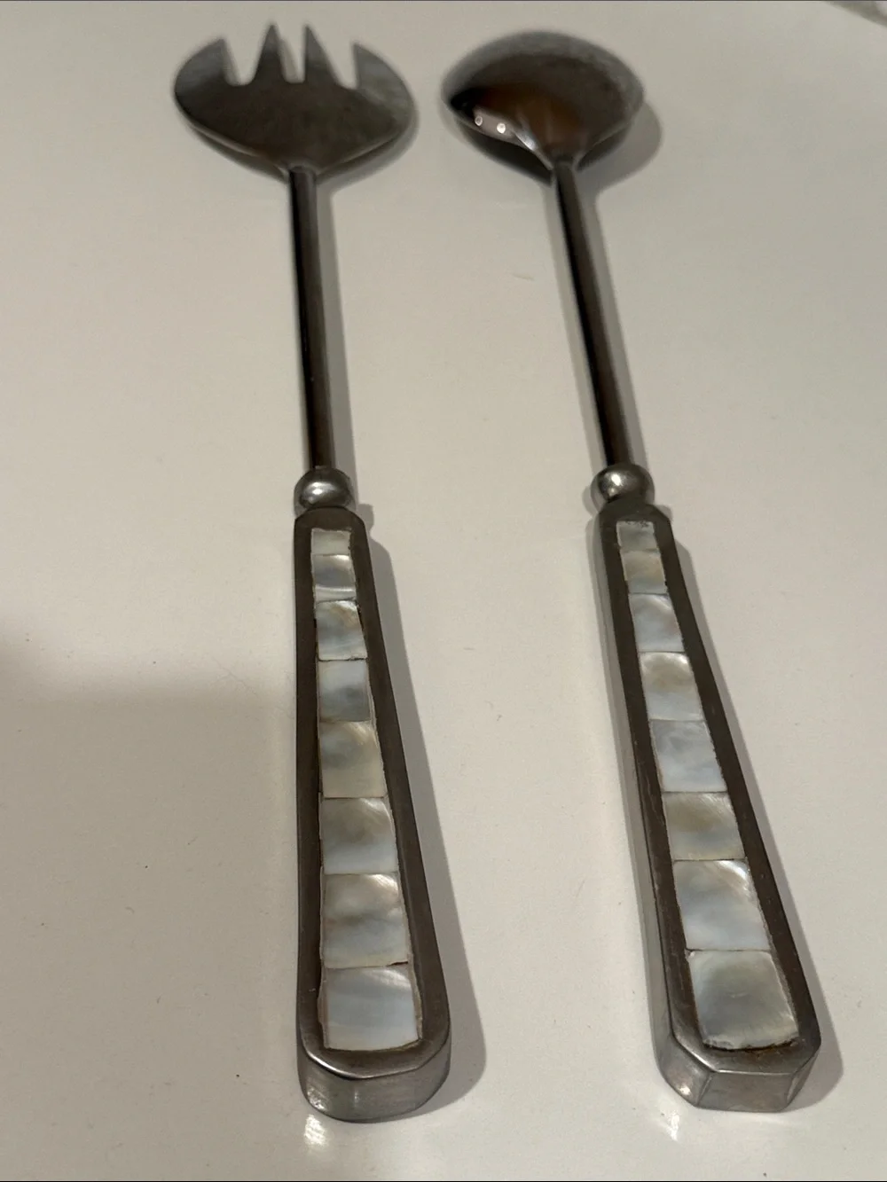 Pottery BarnMother of Pearl Handle Salad Serving Set - Stainless Steel